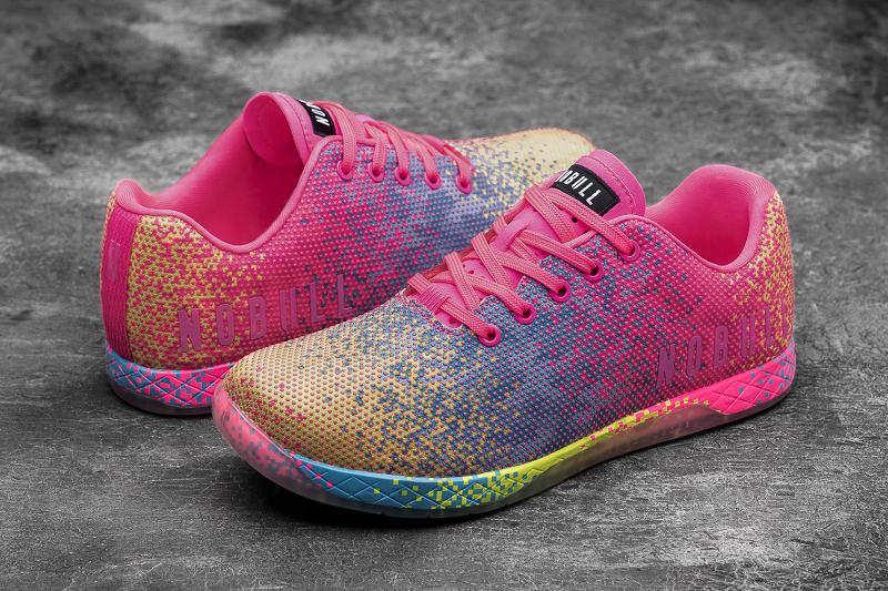 Nobull Neon Pink Glitch Men's Trainers Pink | USA Q1375M
